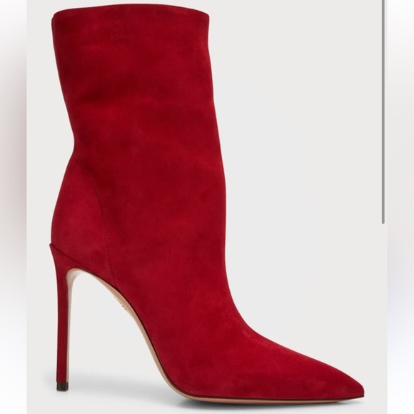 Aquazzura Women's Red Matignon Suede Stiletto Bootie Boot - Picture 3 of 9